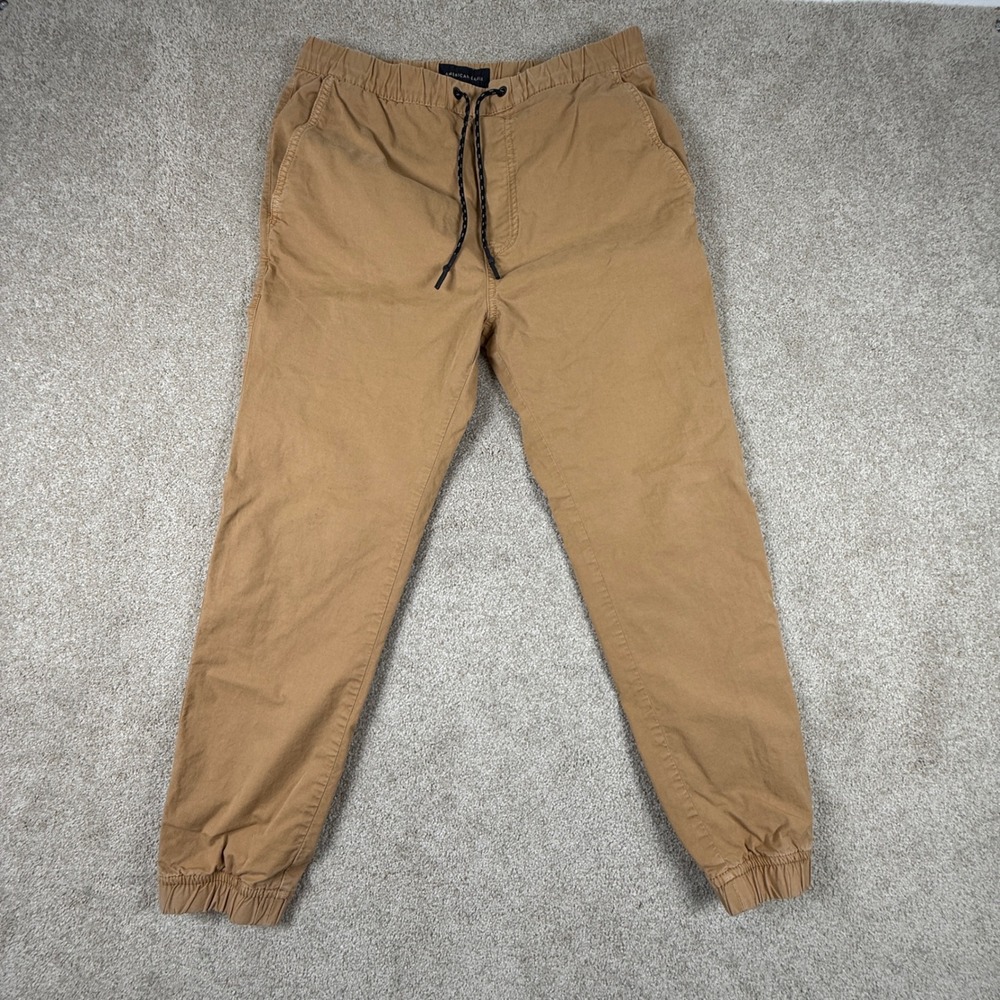 American Eagle Ne(x)t Level Flex Jogger Pants Mens Small Tan Khaki Stretch Pant